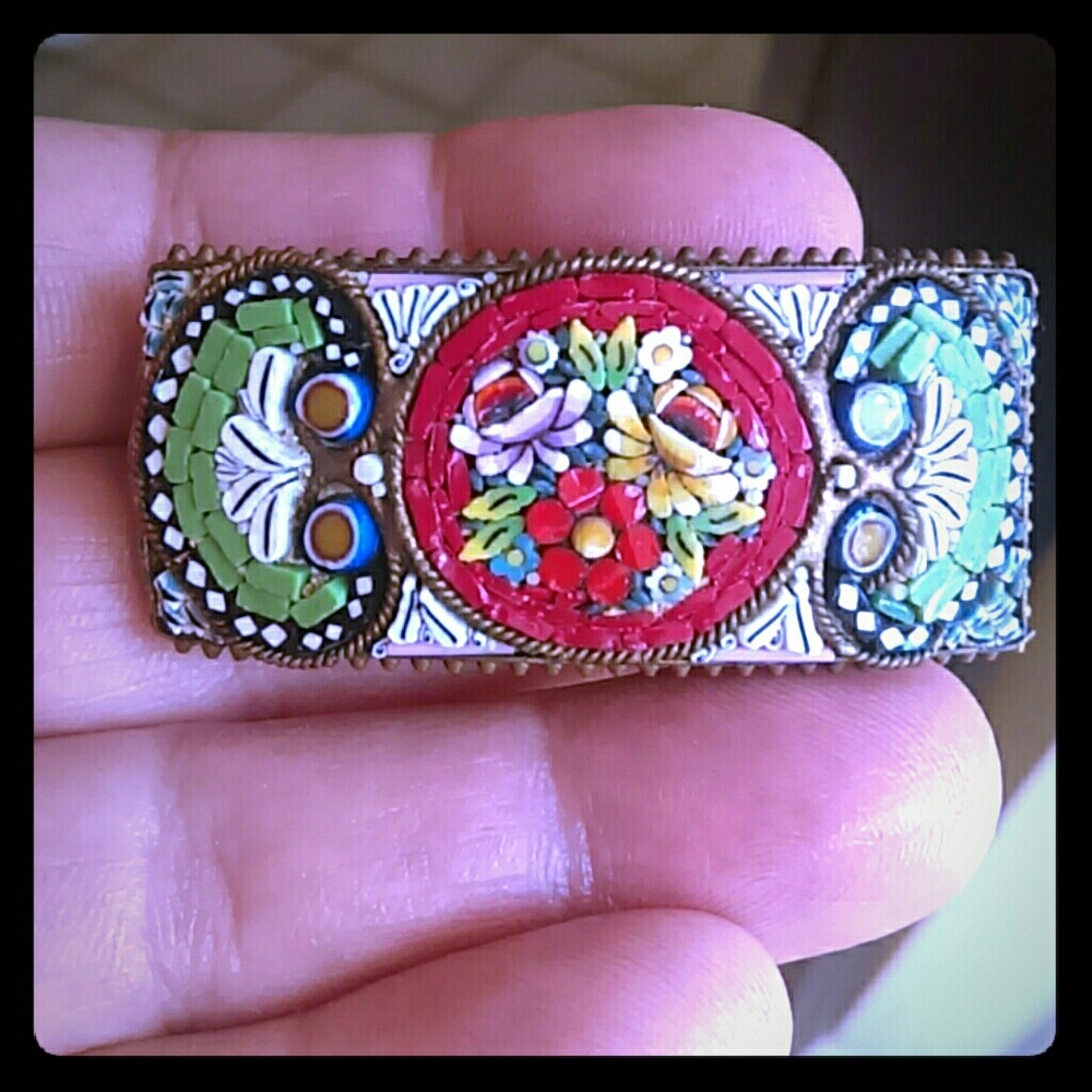 Antique Micro Mosaic Brooch italy